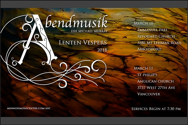 Abendmusik Vesper Choir - Lent 2018 postcard