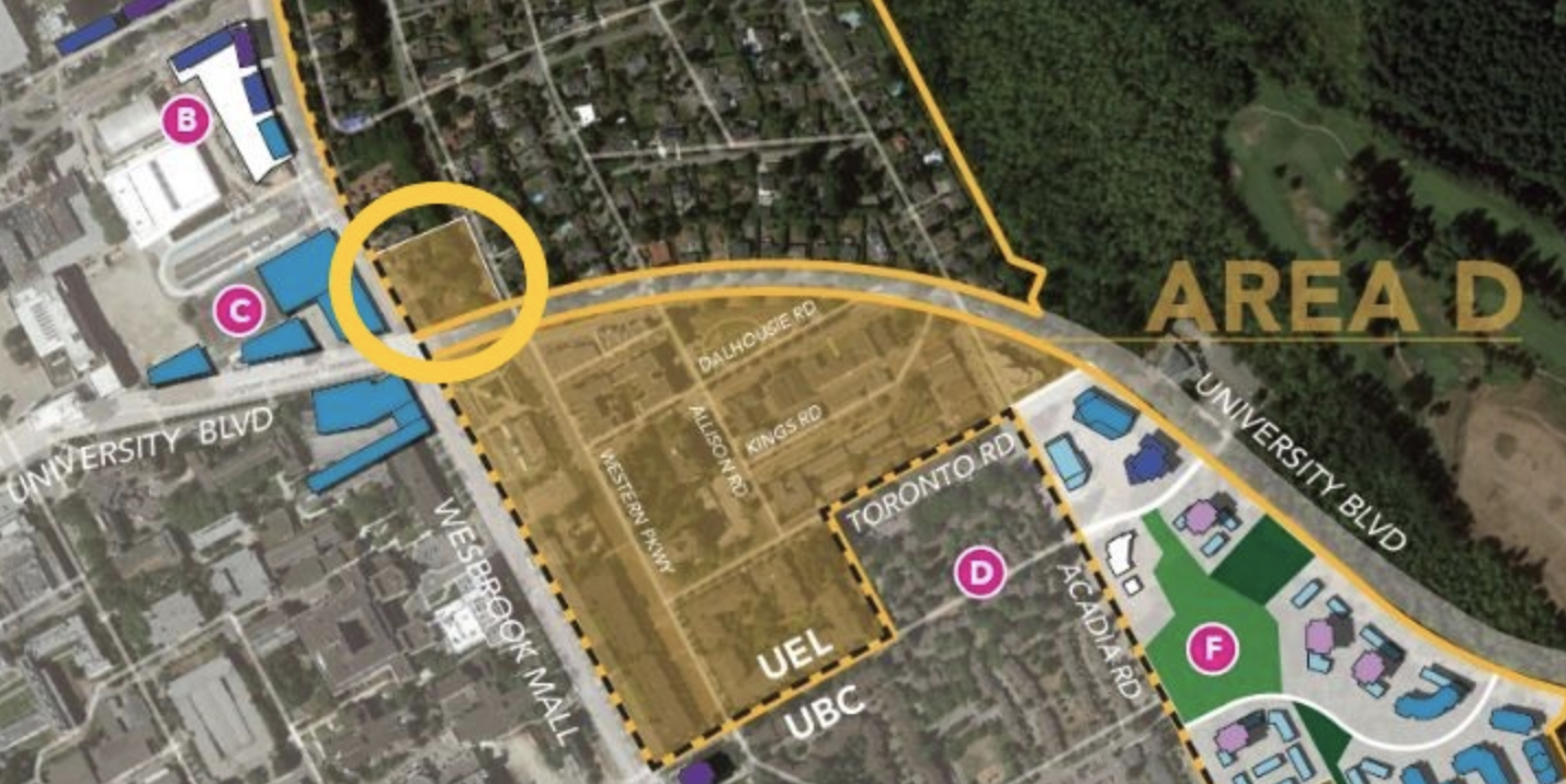 Wesbrook Mall and University Blvd Area D map